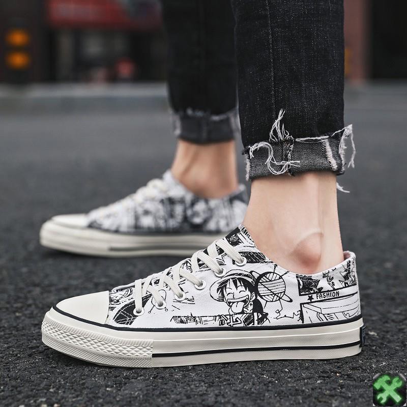 Thời Trang Giày Thể Thao Vải Canvas In Họa Tiết Graffiti Cá Tính Cho Nam | BigBuy360 - bigbuy360.vn