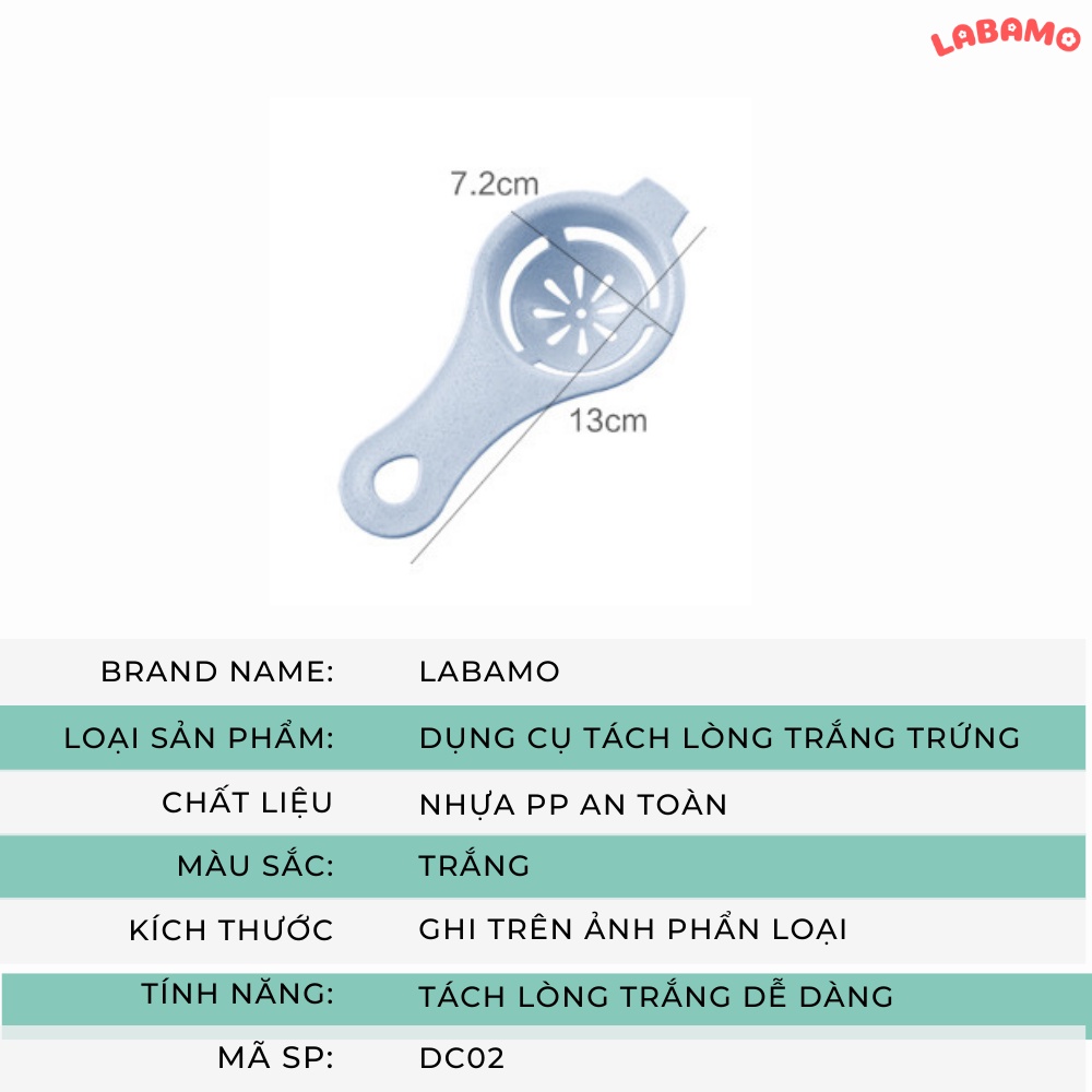 Dụng cụ tách lòng trắng trứng nhựa an toàn cho bé ăn dặm LABAMO DC03