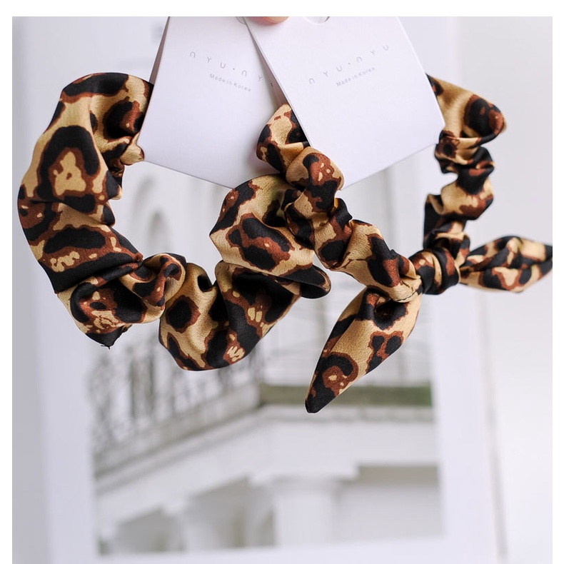 Dây Cột Tóc Tai Thỏ Họa Tiết Da Báo Phong Cách Hàn Quốc Cổ Điển Thời Trang Thu Đông Cho Nữ