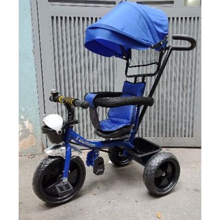 [Freeship] Xe đạp 3 bánh cần đẩy QD58 có bảo hiểm, để chân,mái che, giỏ đồ