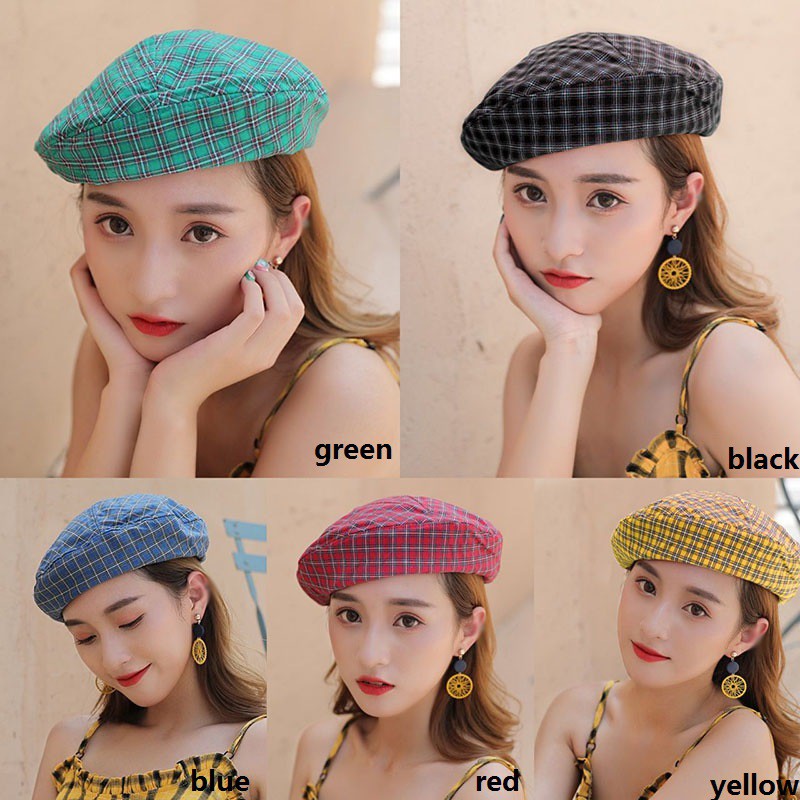 Nón Beret Họa Tiết Caro Thời Trang Cho Nữ