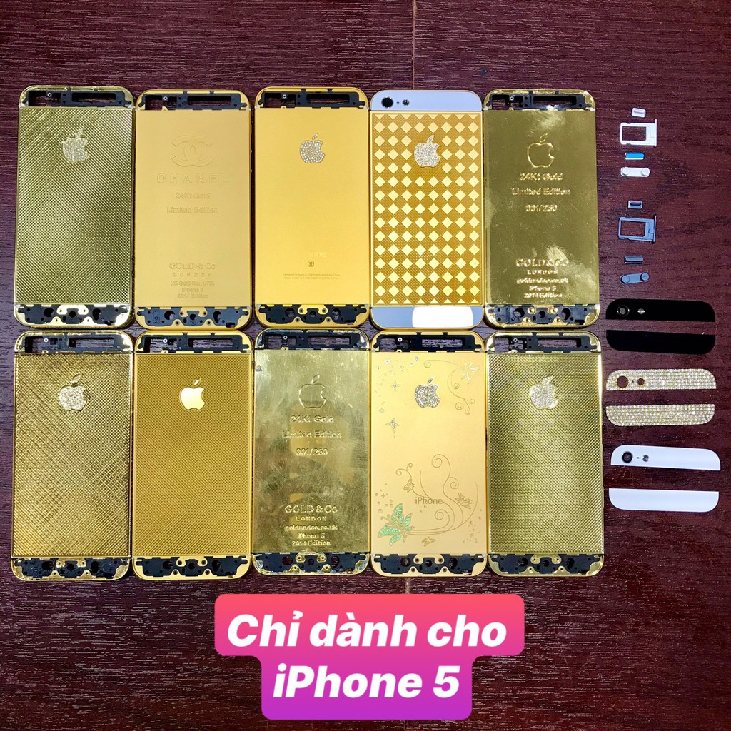 [Mã ELMSBC giảm 8% đơn 300K] Vỏ iphone 5 mạ vàng, đính đá như ảnh, còn số lượng ít