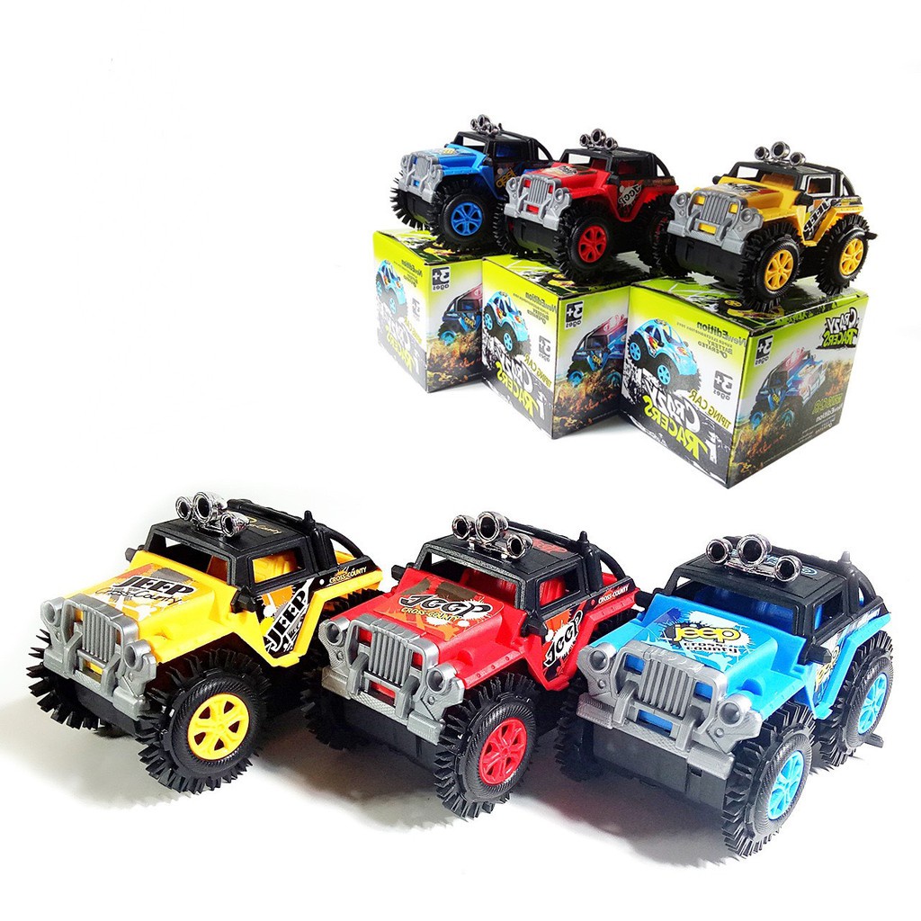  Mô hình xe ô tô địa hình Crazy Racers (CHẠY PIN ) có bánh răng cao su cho bé xoay 180 độ