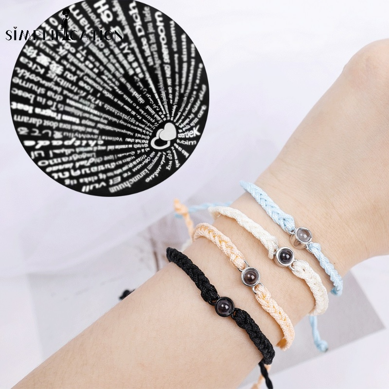Vòng Tay Dây Bện Mặt Khắc Chữ I Love You 100 Ngôn Ngữ Độc Đáo