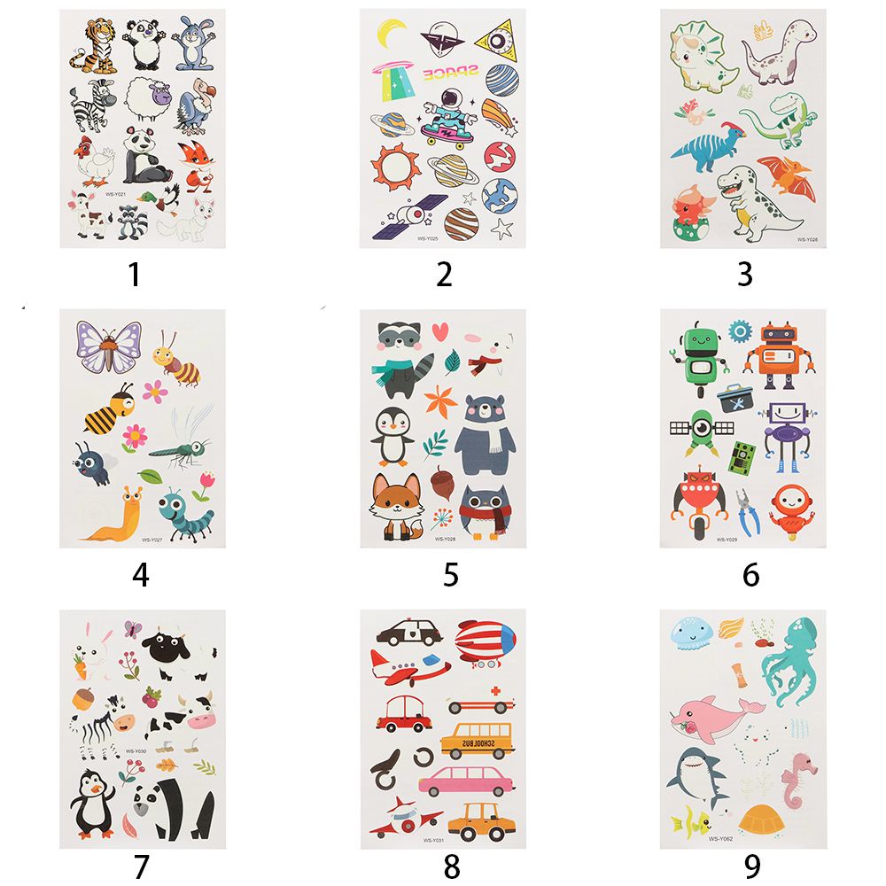 (Hàng Mới Về) Miếng Dán Xăm Tạm Thời Hình Hoạt Hình Dễ Thương Màu Dạ Quang Chống Thấm Nước Cho Trẻ Em
