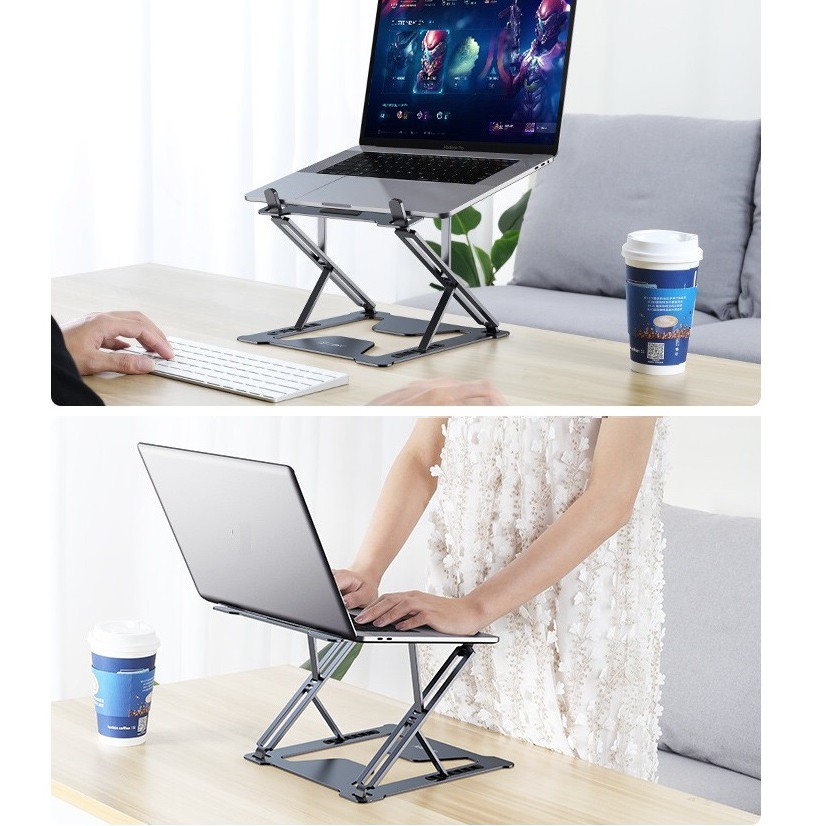 Đế nâng laptop stand 2 tầng, chỉnh độ cao gấp gọn hợp kim nhôm đa năng cho Macbook và máy tính xách tay SSKY P7