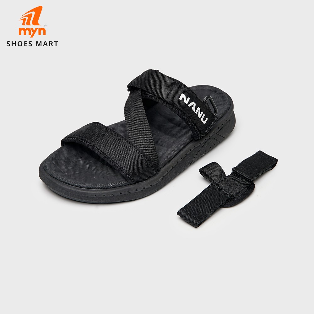 Sandal Nam Nữ Quai Chéo All Black NANU 08