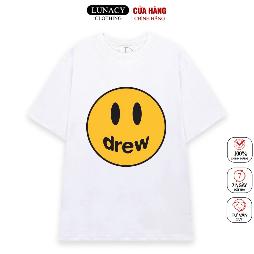 Áo thun tay lỡ D.REW FACE phông Unisex nam nữ Cotton oversize form rộng LUNACY TB06