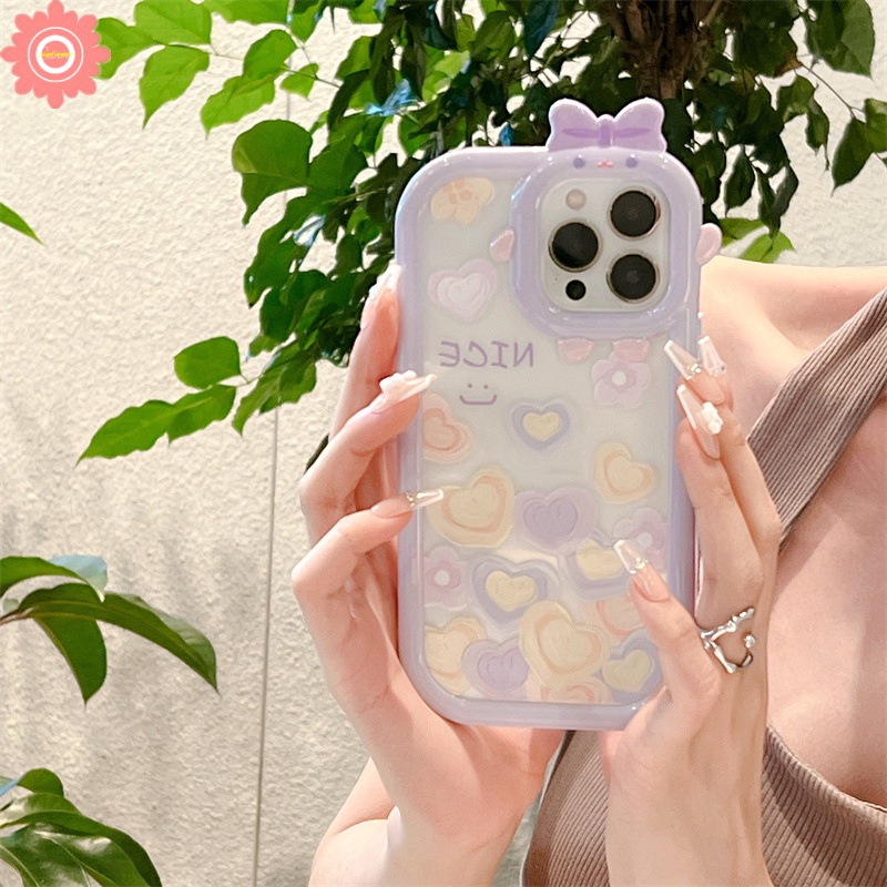 Ốp Điện Thoại Mềm Chống Sốc Màu Tím Họa Tiết Trái Tim Cho IPhone 11 7 8 14 Plus XR 6 6S 14 13 12 Pro MAX X XS MAX SE 2020