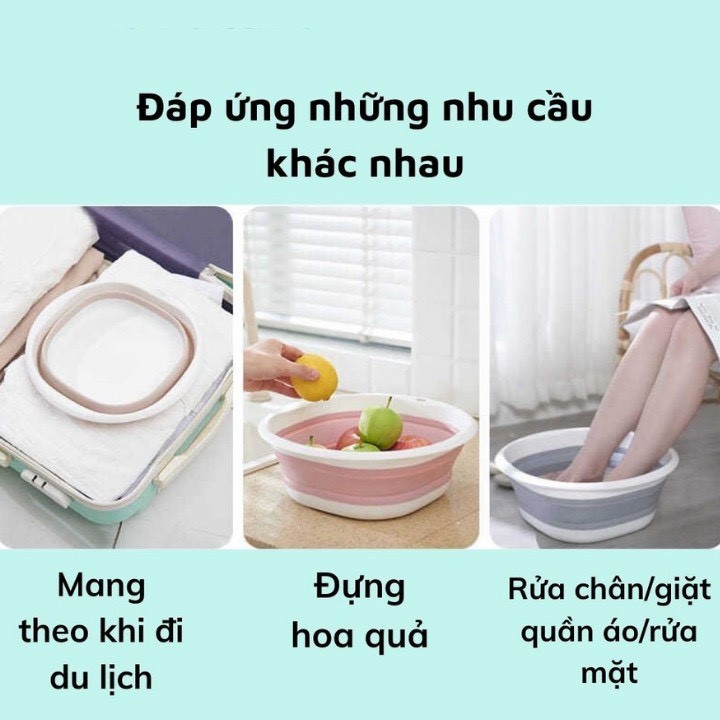 Thau Gấp Gọn, Chậu Xếp Gọn Silicon Mang Đi Du Lịch Thau Rửa Mặt Cho Sinh Viên Tiện Lợi Đa Năng - LAVITA