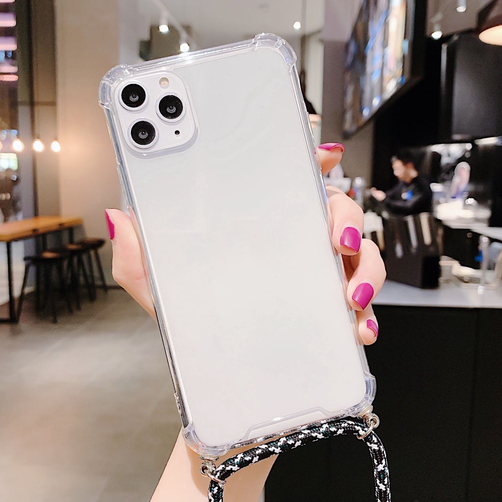 Ốp điện thoại TPU mềm trong suốt có dây đeo vai cho iPhone 6 7 8 Plus 11 Pro Max X XR XS Max