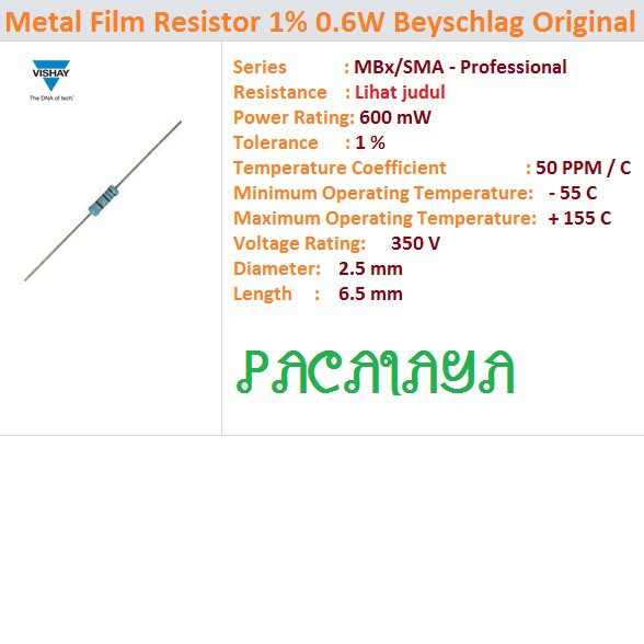 Điện Trở 270r 270 Ohm 0.6w P / N: Mbb02070c2700fc100