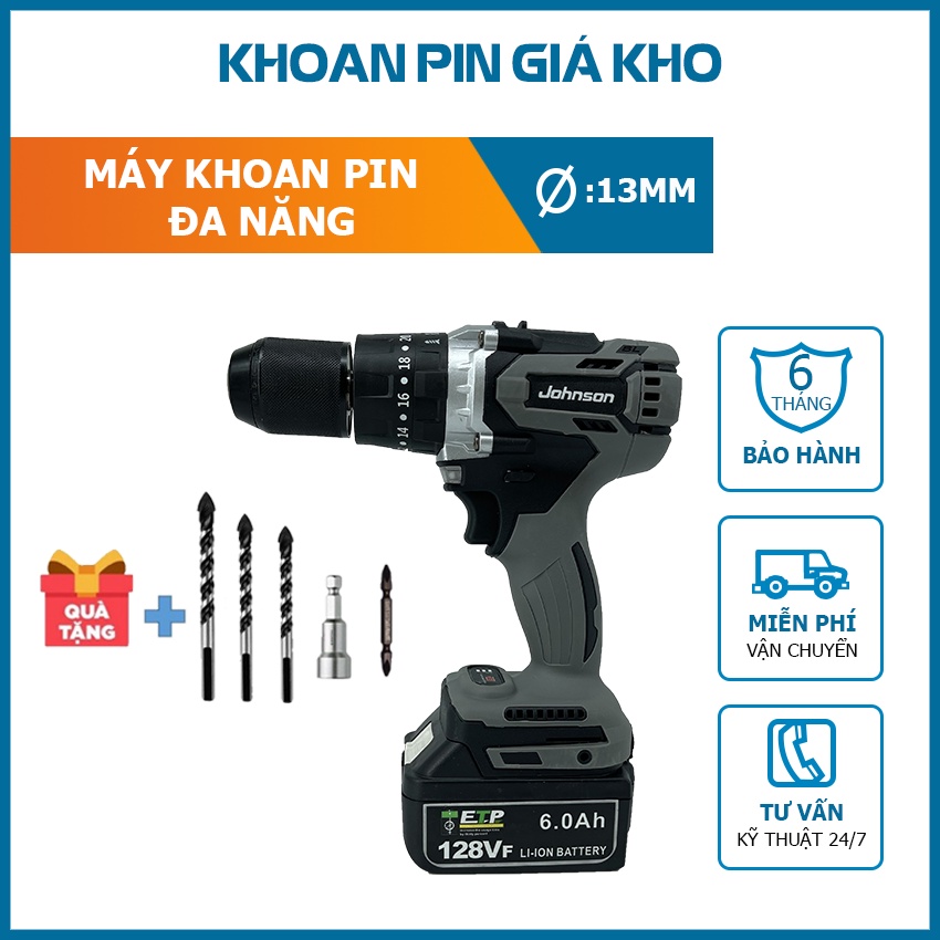 Máy Khoan Pin JOHNSON, KENTO 128V TỪ 13mm, Hàng CAO CẤP, GIÁ TỐT