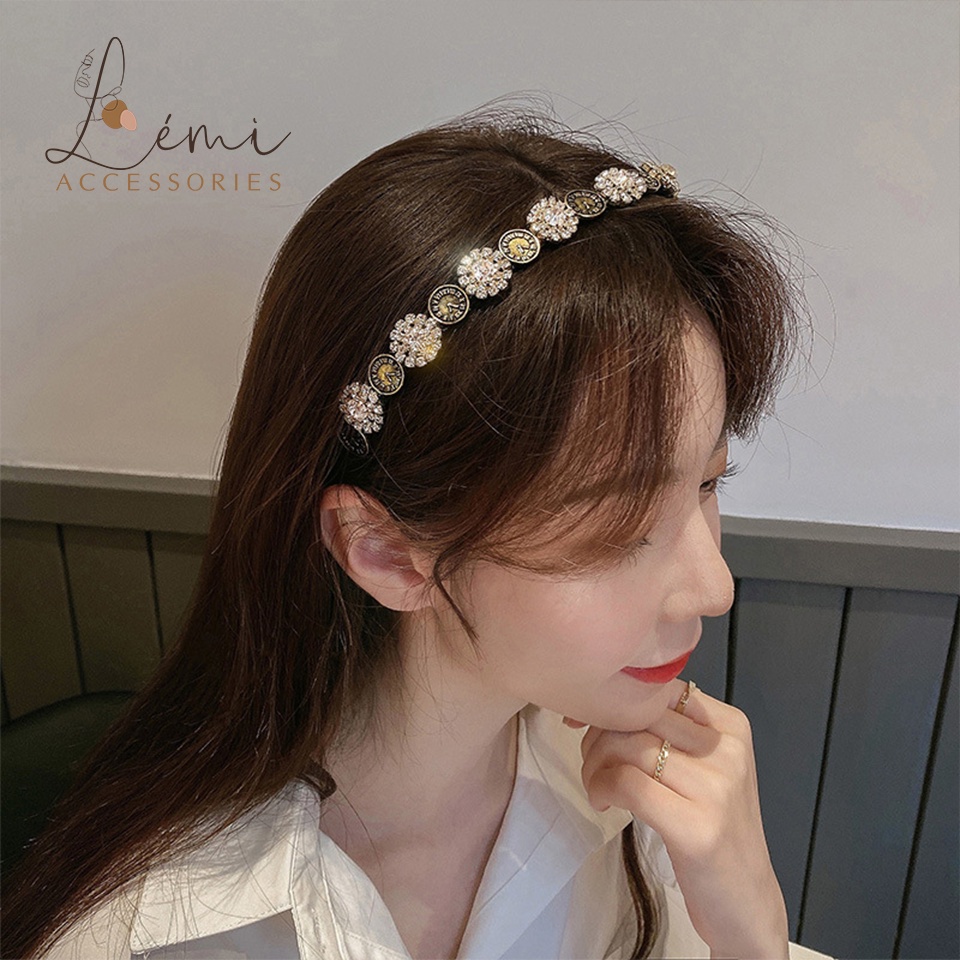 Bờm tóc đính đá hình hoa, phong cách cổ điển sang trọng, quyến rũ, Lemi Accessories