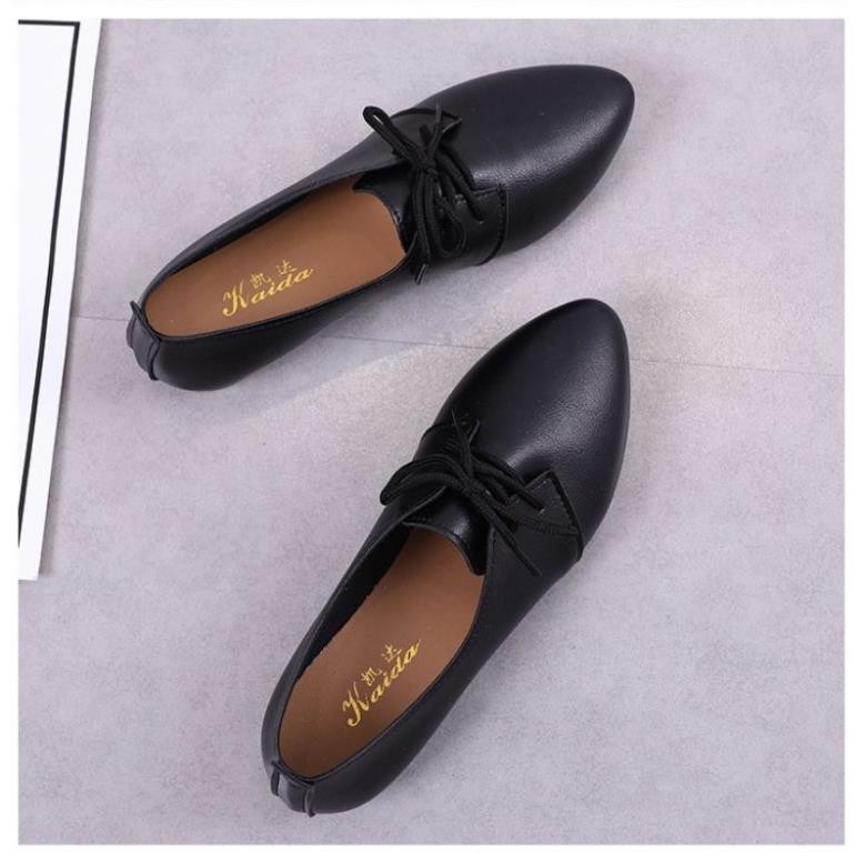 Giày Bệt Nữ, Giày Búp Bê Da Mũi Nhọn Thời Trang Mery Shoes Cực Xinh Có Dây Buộc - MBS182