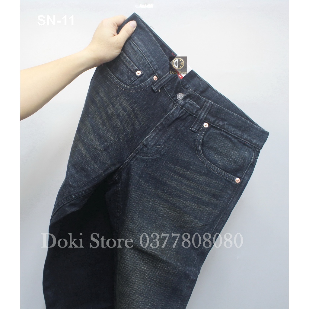 Quần jean nam xanh đậm SN-11, quần jean ống rộng, ống suông, vải mềm ko co giãn - Doki Store