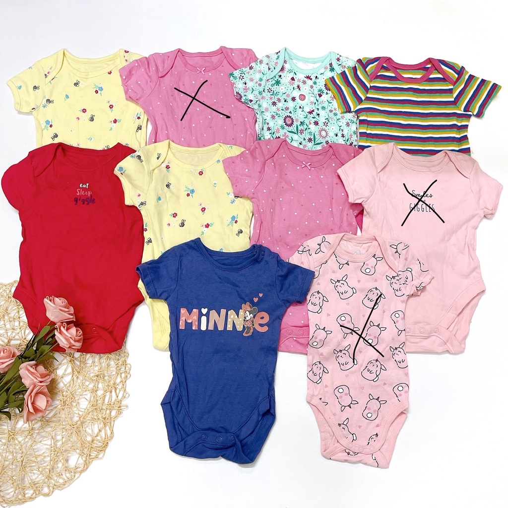 Bodysuit tay ngắn, body chip cộc tay xuất dư chất cotton mềm mịn  cho bé trai bé gái từ 3-24 tháng mẫu ngẫu nhiên