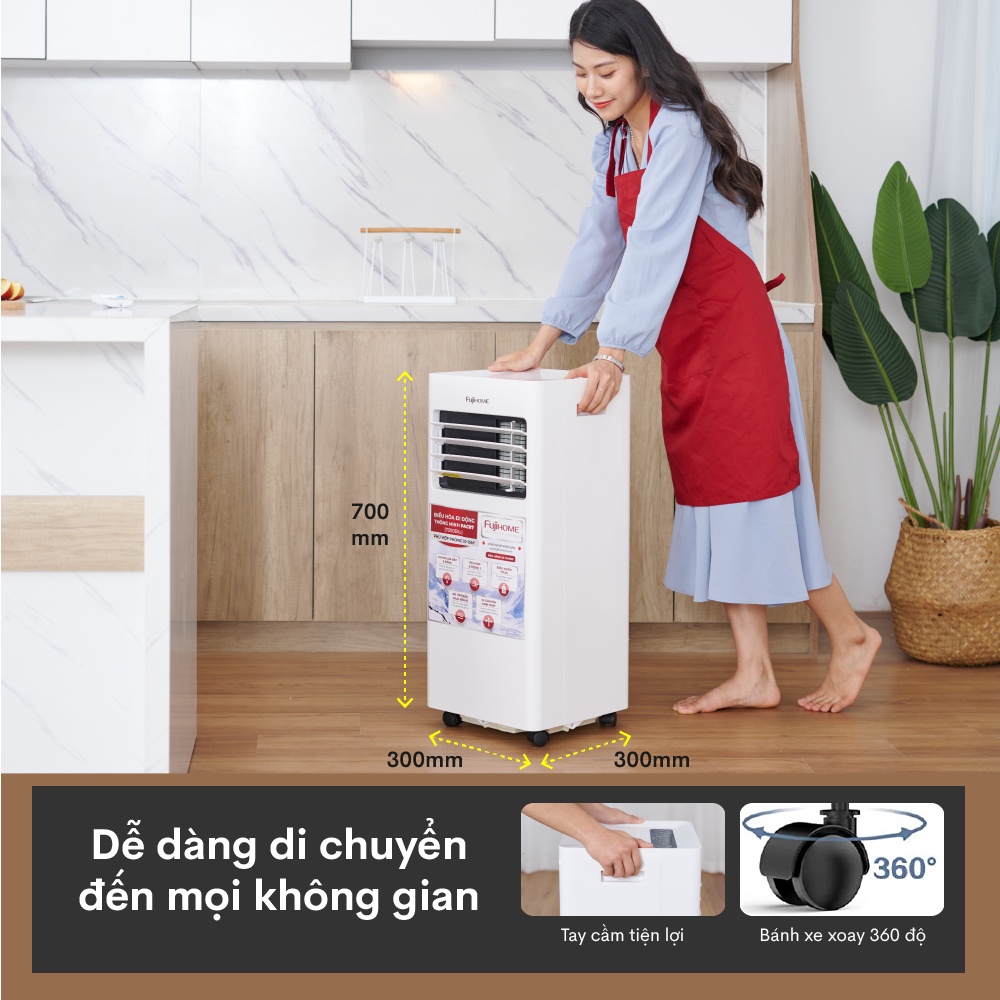 Điều hòa di động nhập khẩu Fujihome PAC07 công suất 7000BTU điều khiển từ xa - Máy nén liên doanh TOSHIBA