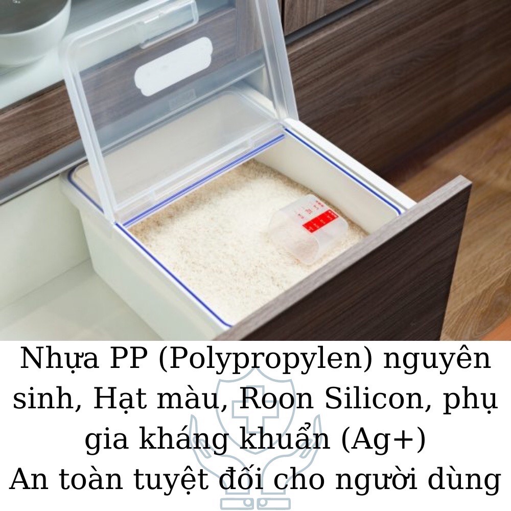 Thùng Đựng Gạo INOCHI Sendai 12 KG CAO CẤP Nắp Nhựa Kháng Khuẩn Chống Ẩm cao cấp tiêu chuẩn nhật