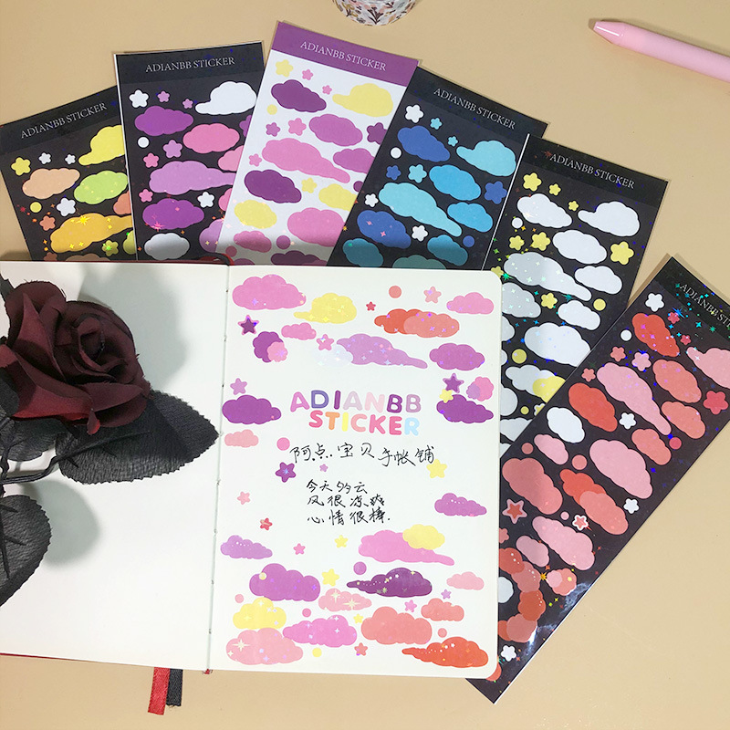 Colorful cloud diary stickers