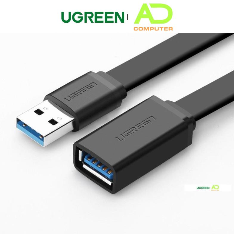 Dây nối dài USB 3.0 mạ vàng dài từ 1-3m UGREEN US129 dây dạng dẹt và tròn