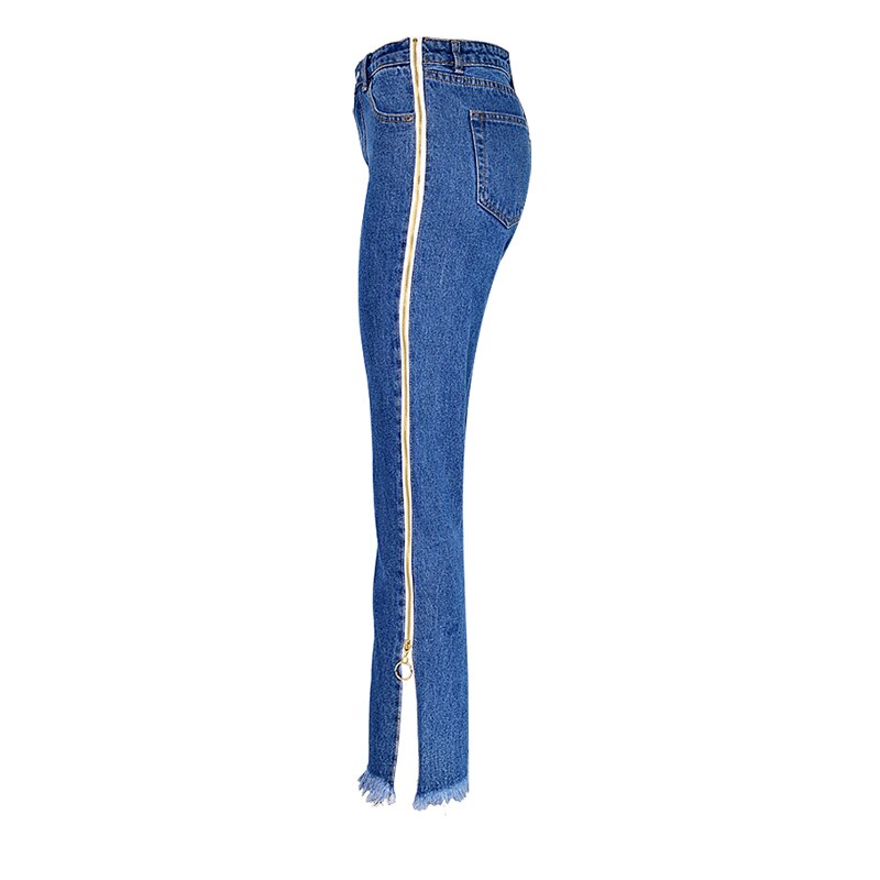 Fashion Side Zipper Jeans Woman Plus Size High Waisted Boyfriend Jeans For Women Casual Bootcut Jeans Baggy Denim Pants Bottom
