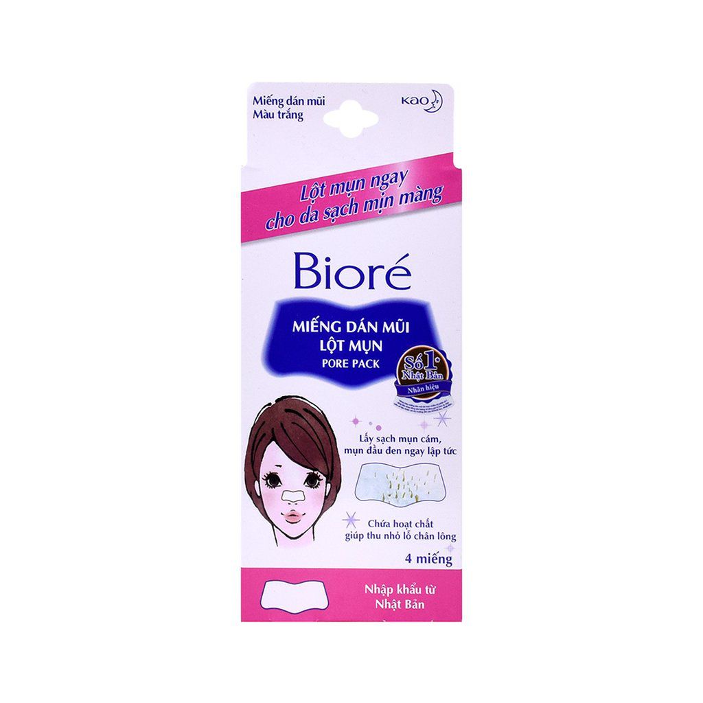 Miếng dán lột mụn mũi Bioré pore pack lột mụn cám đấu đen giúp thu nhỏ lỗ chân lông