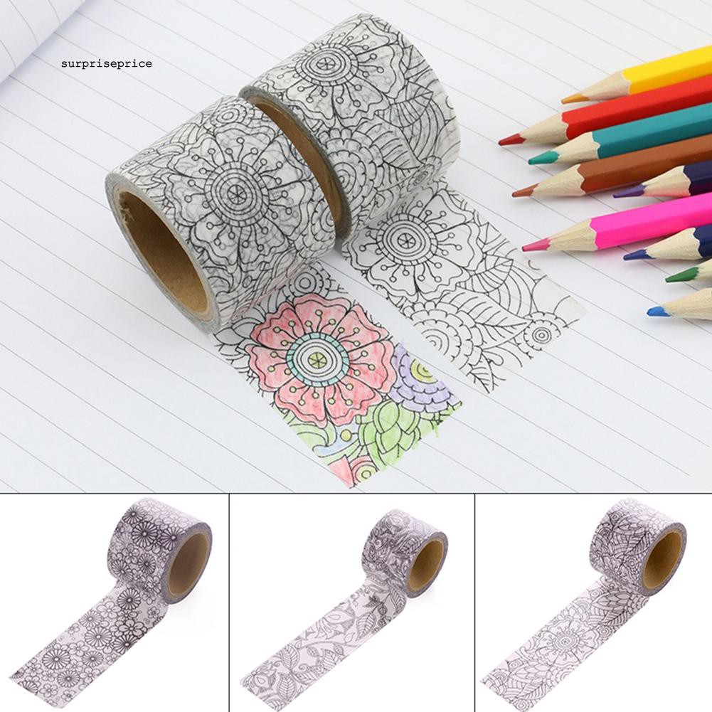 Cuộn giấy in họa tiết hoa có thể tô màu để trang trí bắt mắt
