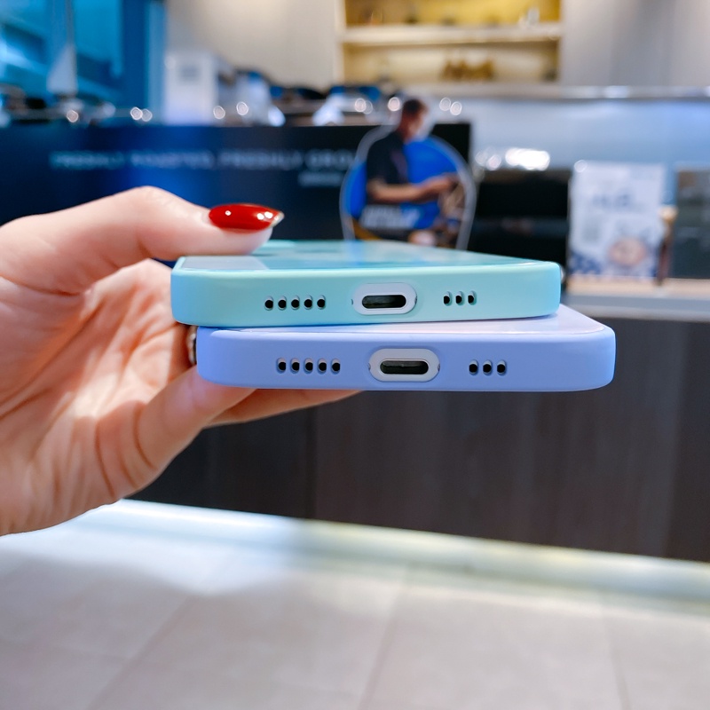 【Có Logo】Ốp điện thoại kính cường lực hình vuông cho iPhone 13 Pro Max 11Pro Xs Max XR X 12Pro 7 8 Plus