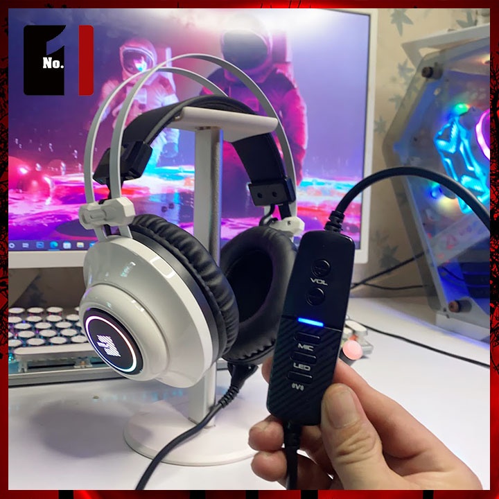 Tai Nghe Chụp Tai Gaming Màu Trắng Zidli SH320V Led RGB Tai Nghe Headphone Máy Tính Laptop Có Mic Âm Thanh Hay Có Dây