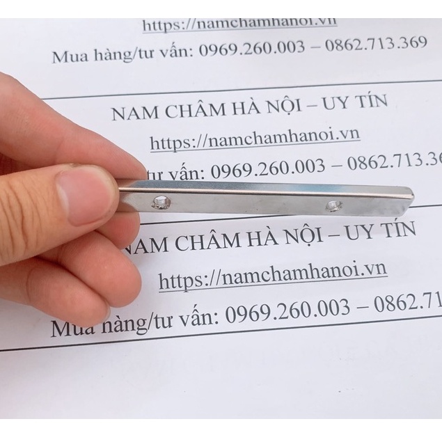 Nam châm siêu mạnh, nam châm đất hiếm có lỗ vát bắt vít kích thước 100x10x5mm