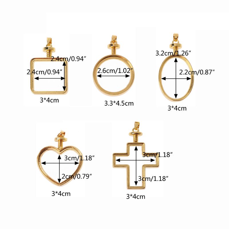 Flgo Mặt Dây Chuyền Kim Loại Dạng Nén Epoxy Hình Học Màu Vàng / Bạc Làm Trang Sức DIY