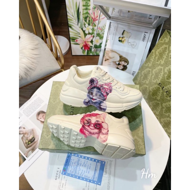 Hm(ẢNH THẬT) Giày Thể Thao Mèo Hồng đế 4p Da Mềm Êm Fullbox Bill Túi Lụa Cao Cấp