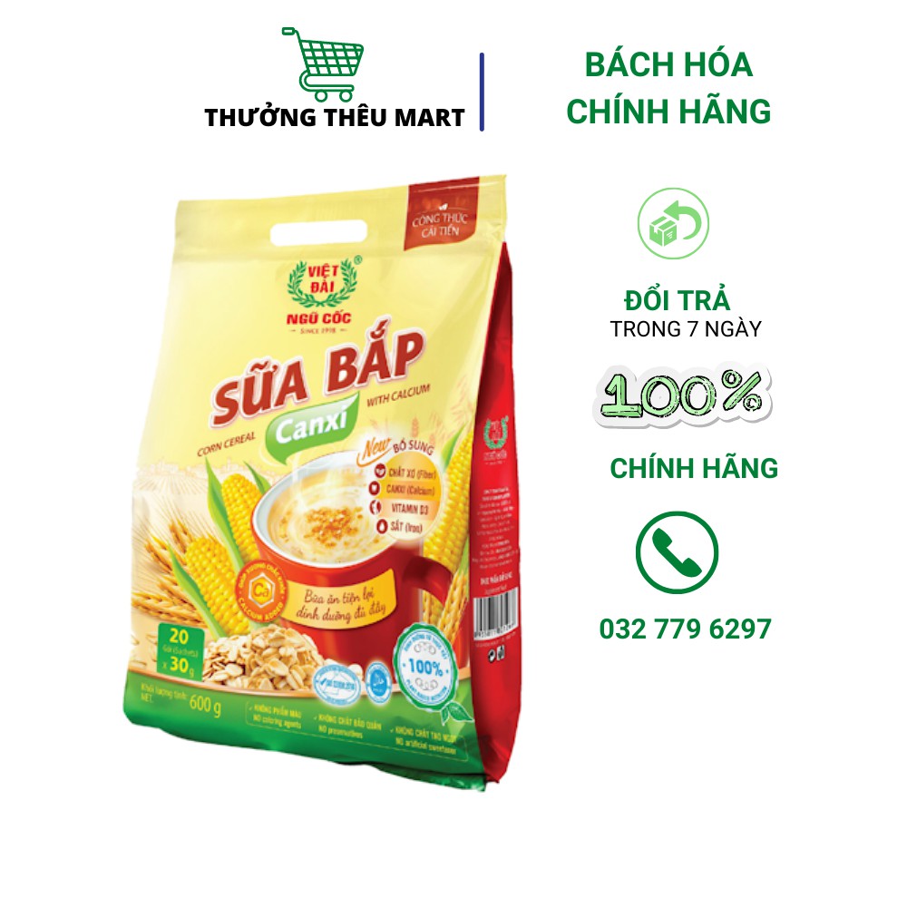 Bột ngũ cốc Sữa bắp Canxi Việt Đài túi 600g