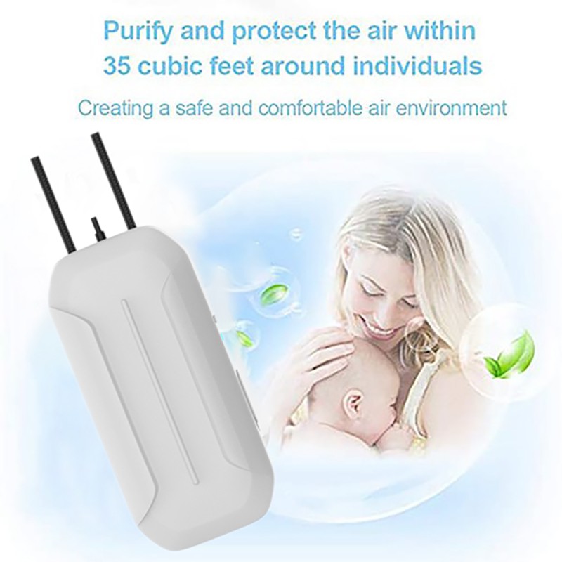 High Quality 2 Pcs Wearable Portable Negative Ion Hanging Air Purifier White