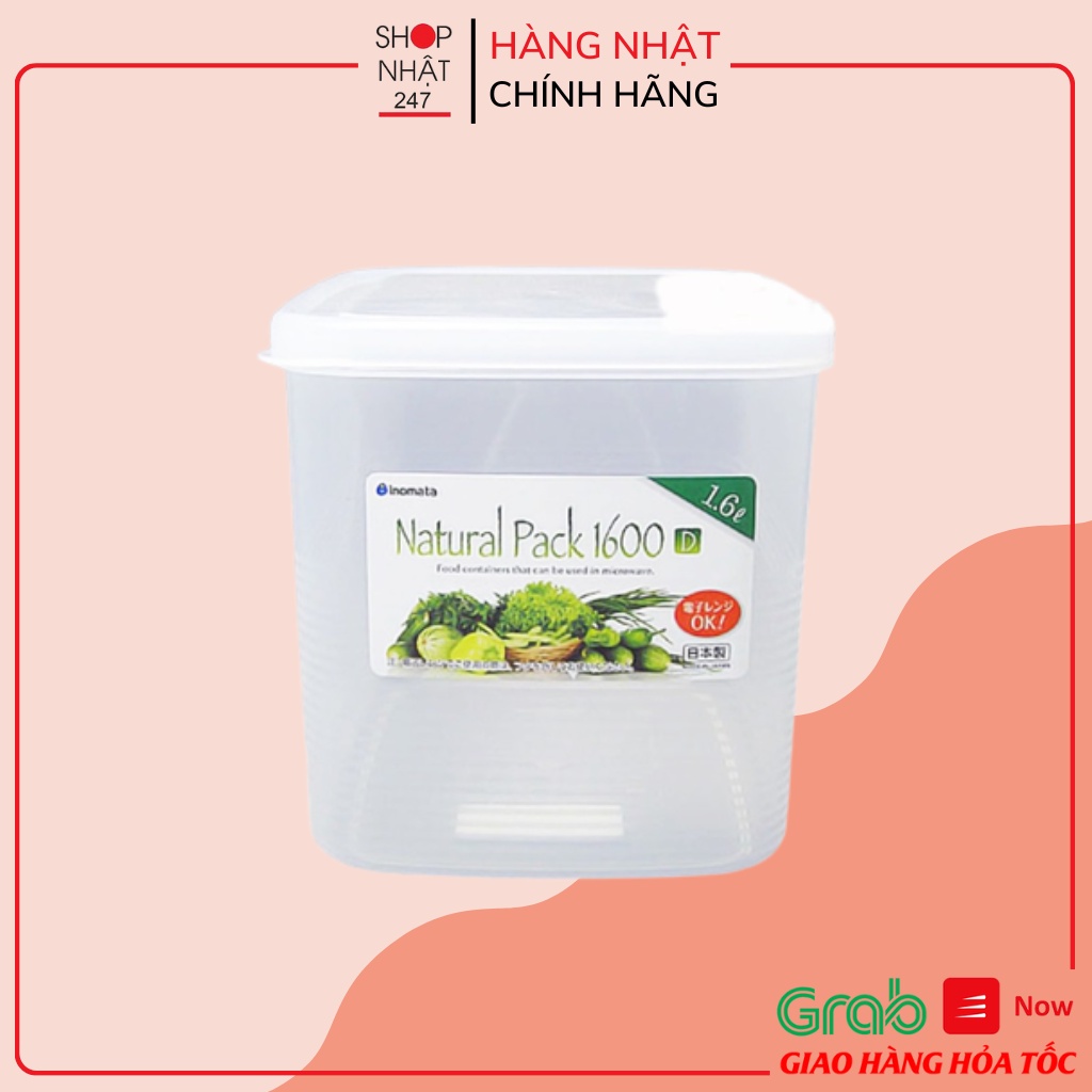 [Hỏa Tốc HN] Hộp đựng thực phẩm dáng vuông Inomata 1.6 lít nội địa Nhật Bản
