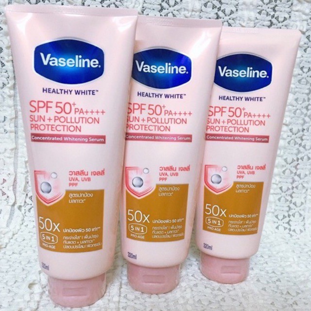 🌸Combo 3 tuýp dưỡng thể Vaseline 50X 320mL SPF 50+++Thái lan