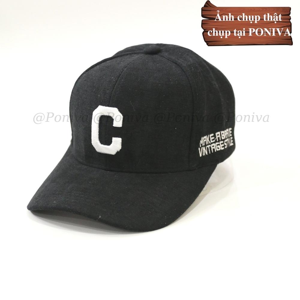 Mũ lưỡi trai ❤️ Nón kết thêu chữ C chất nhung mịn form unisex C007 phong cách Ulzzang Thời trang PONIVA siêu hot
