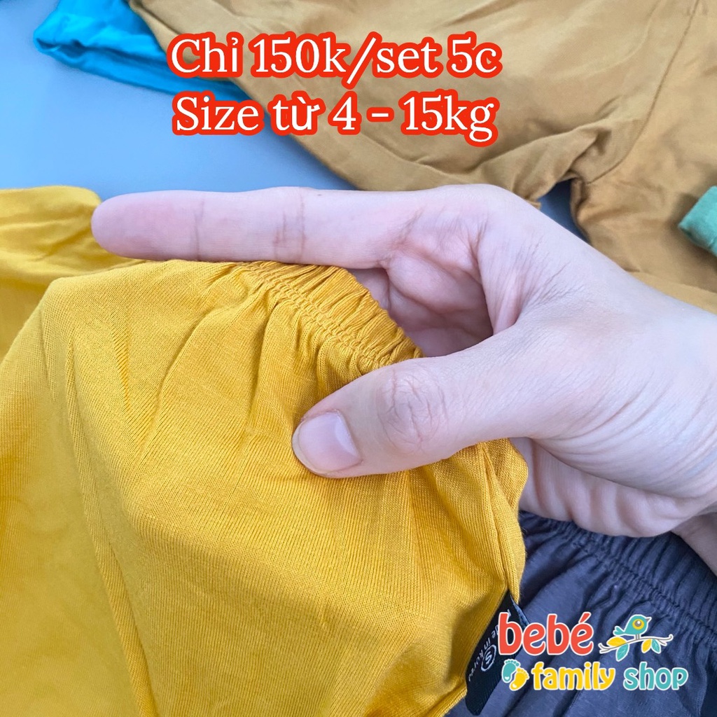 Quần đùi chất thun lạnh màu trơn cho bé trai, bé gái đủ size 4-15kg