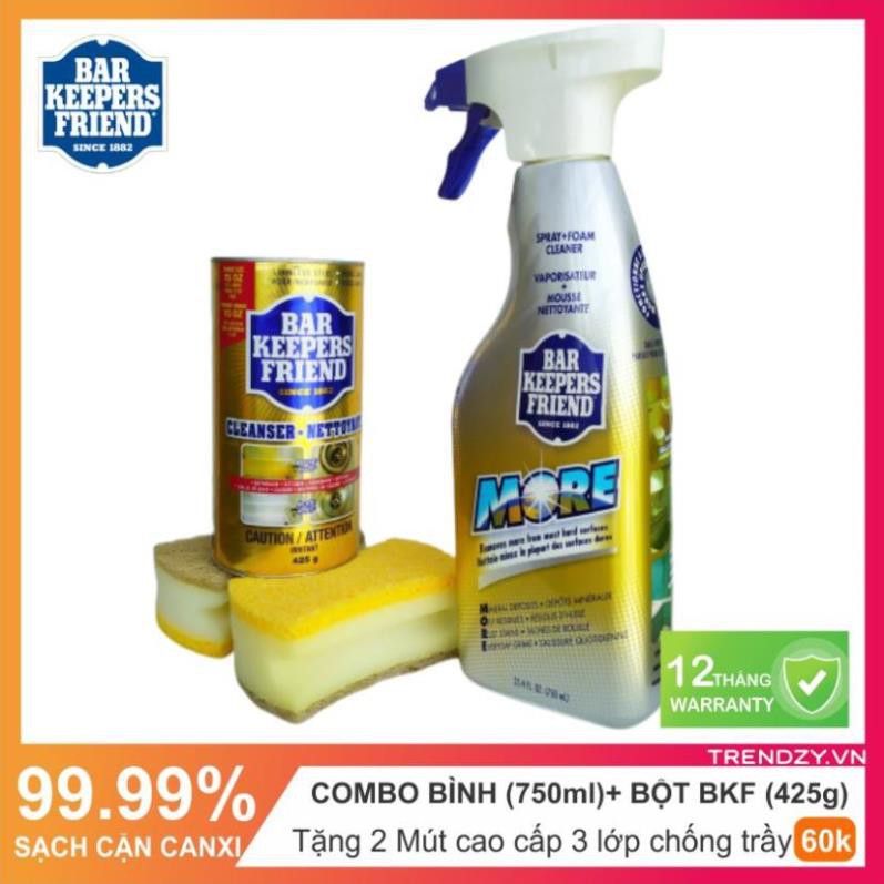 Combo Bột làm sạch BKF (420g)+ Bình xịt bọt tẩy rửa đa năng BKF (720ml) -Làm sạch kính phòng tắm -Làm sạch kính bể cá