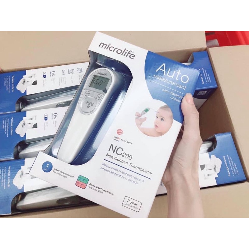 Nhiệt kế hồng ngoại Microlife NC200, Bấm trán đo thân nhiệt không tiếp xúc- hàng chính hãng