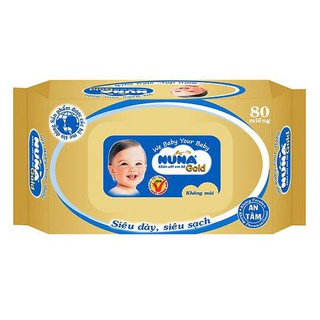 Khăn ướt em bé NuNa Gold, không mùi (80 tờ)