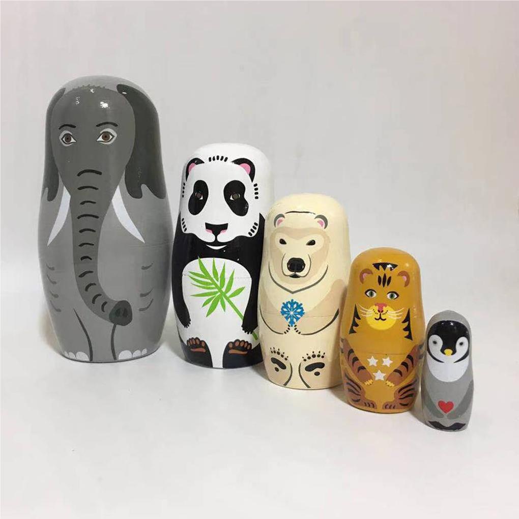 Búp Bê Nga Babushka Năm Lớp Họa Tiết Chim Cánh Cụt / Hổ Nhiều Màu Sắc Dễ Thương Dùng Làm Quà Tặng DIY