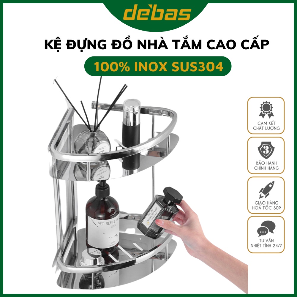 Kệ nhà vệ sinh kệ để đồ phòng tắm 100% INOX 304 chống han rỉ đựng sữa tắm dầu gội trong nhà tắm kệ inox 2 tầng nhà tắm