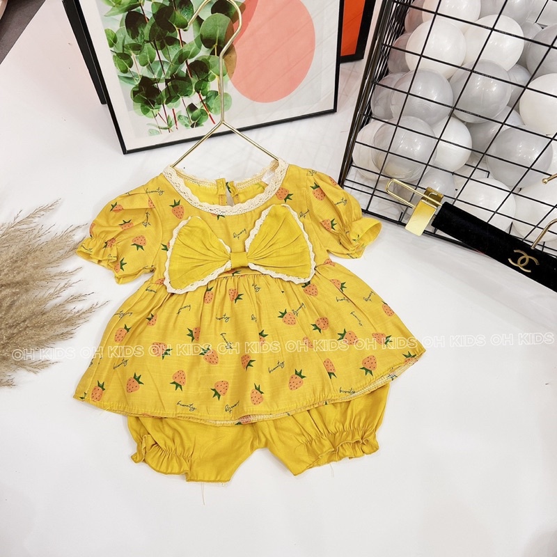 Bộ đũi nơ ngực dễ thương cho bé gái từ 3-13kg