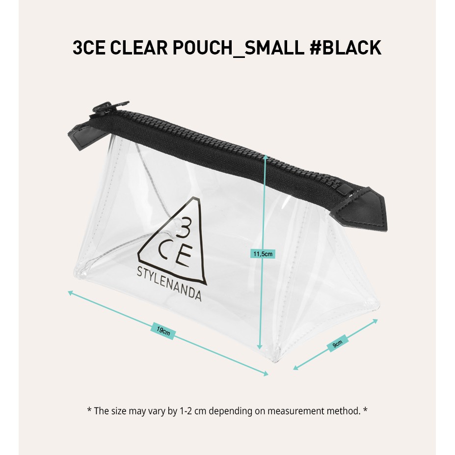 TÚI ĐỰNG MĨ PHẨM  TRONG SUỐT [3CE] CLEAR POUCH_SMALL #BLACK