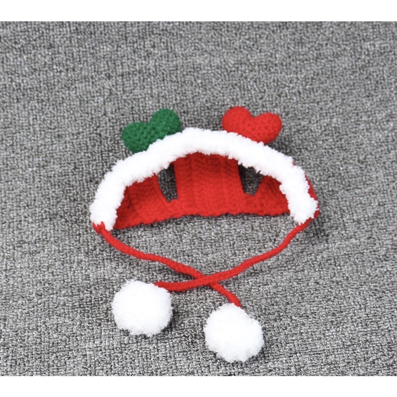 Mũ trái tim xanh đỏ giáng sinh cho thú cưng