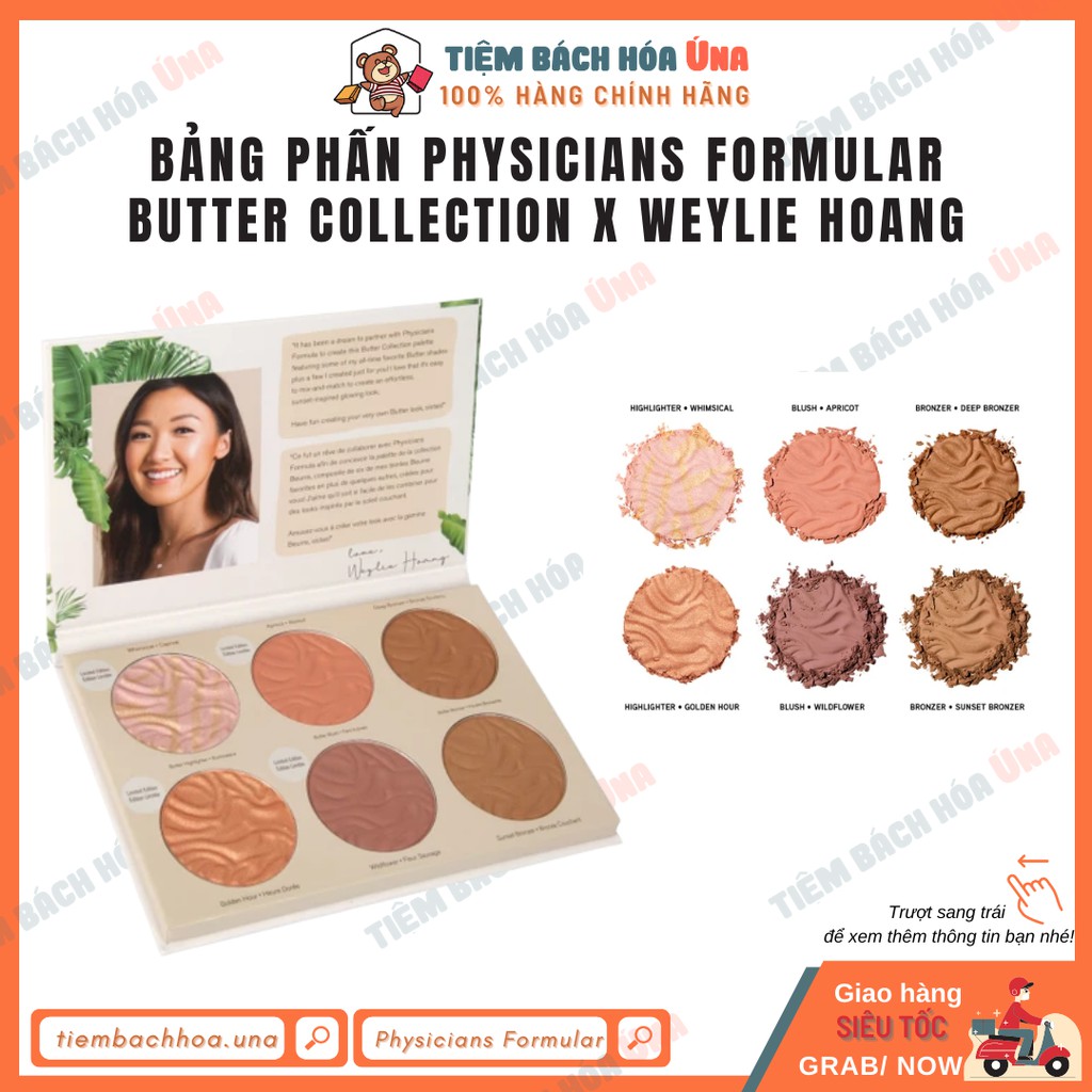 Bảng phấn tạo khối, má hồng, hightlight 6 ô PHYSICIANS FORMULA BUTTER COLLECTION X WEYLIE HOANG, DREAM TEAM