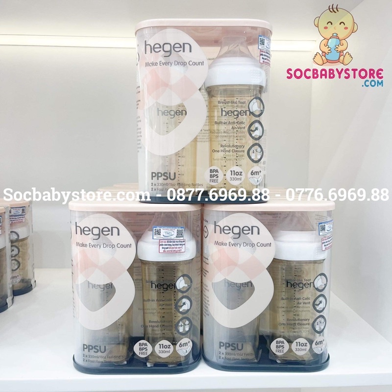 Bộ 2 bình sữa Hegen 150ml /240ml /330ml - Có tách lẻ không hộp
