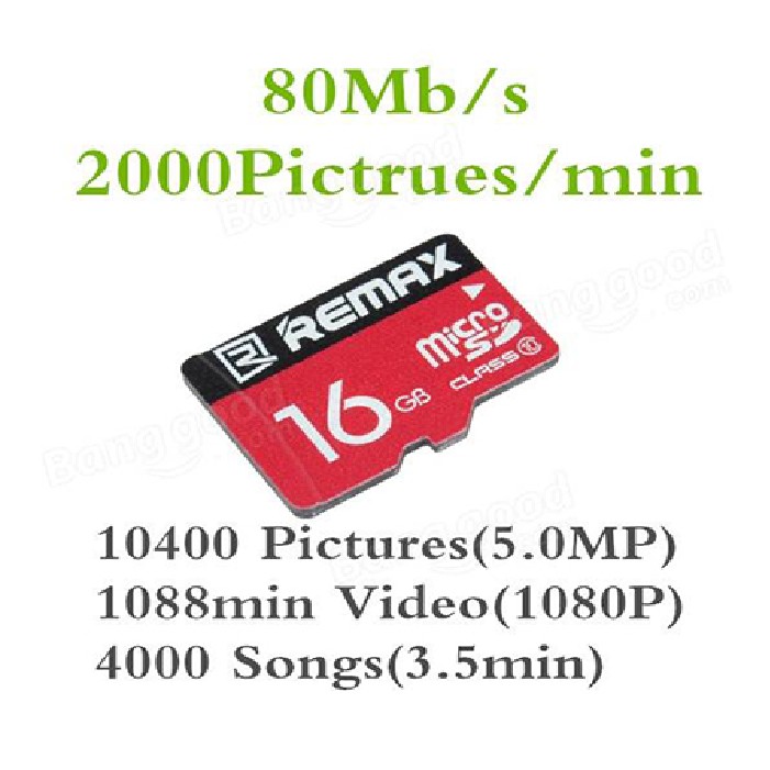 Thẻ nhớ MicroSD Remax 16Gb tốc độ Class 10 chuyên dụng cho camera và điện thoại | BigBuy360 - bigbuy360.vn